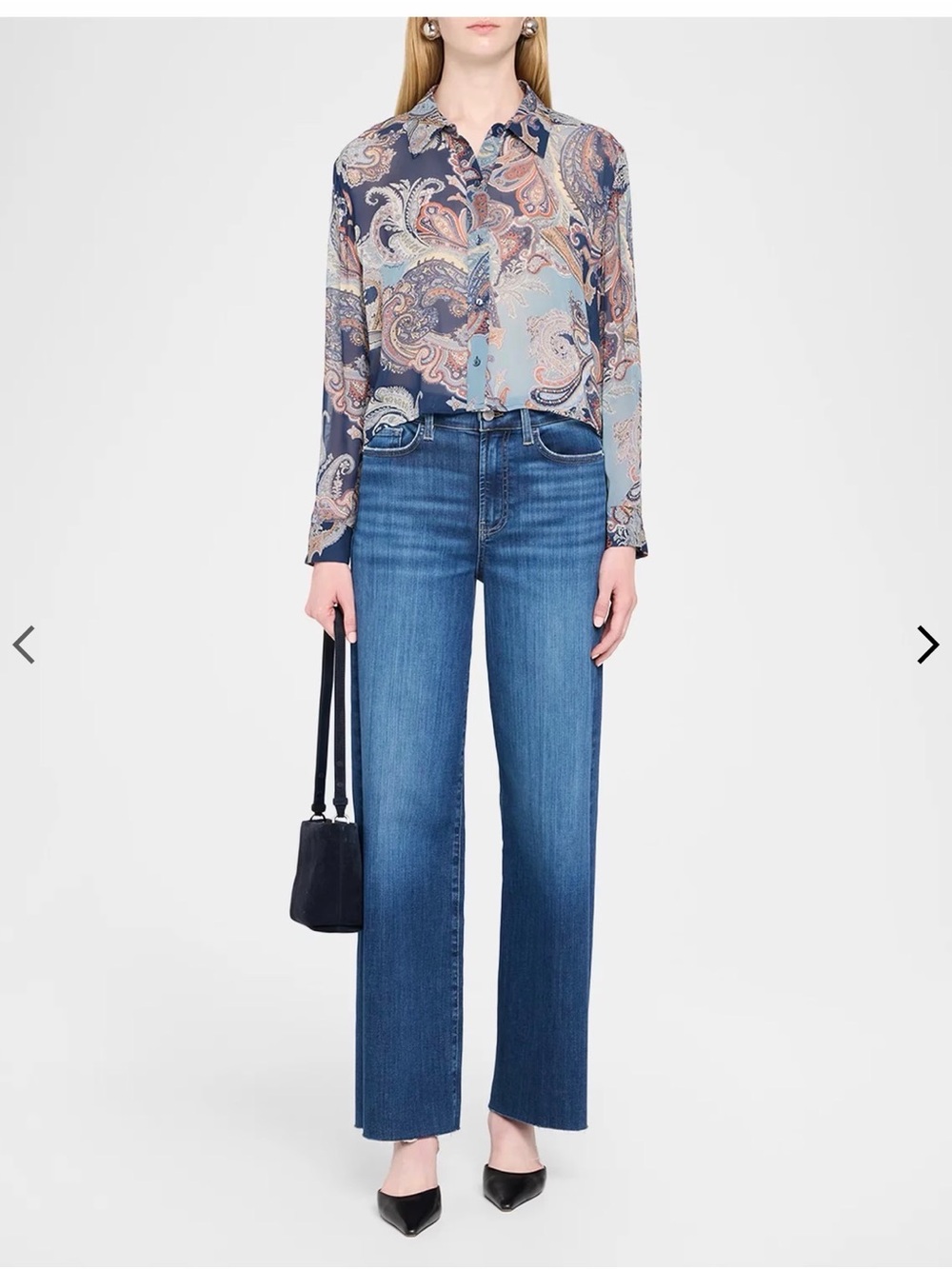 L'AGENCE Cosette Cropped Button-Front Shirt Size XS